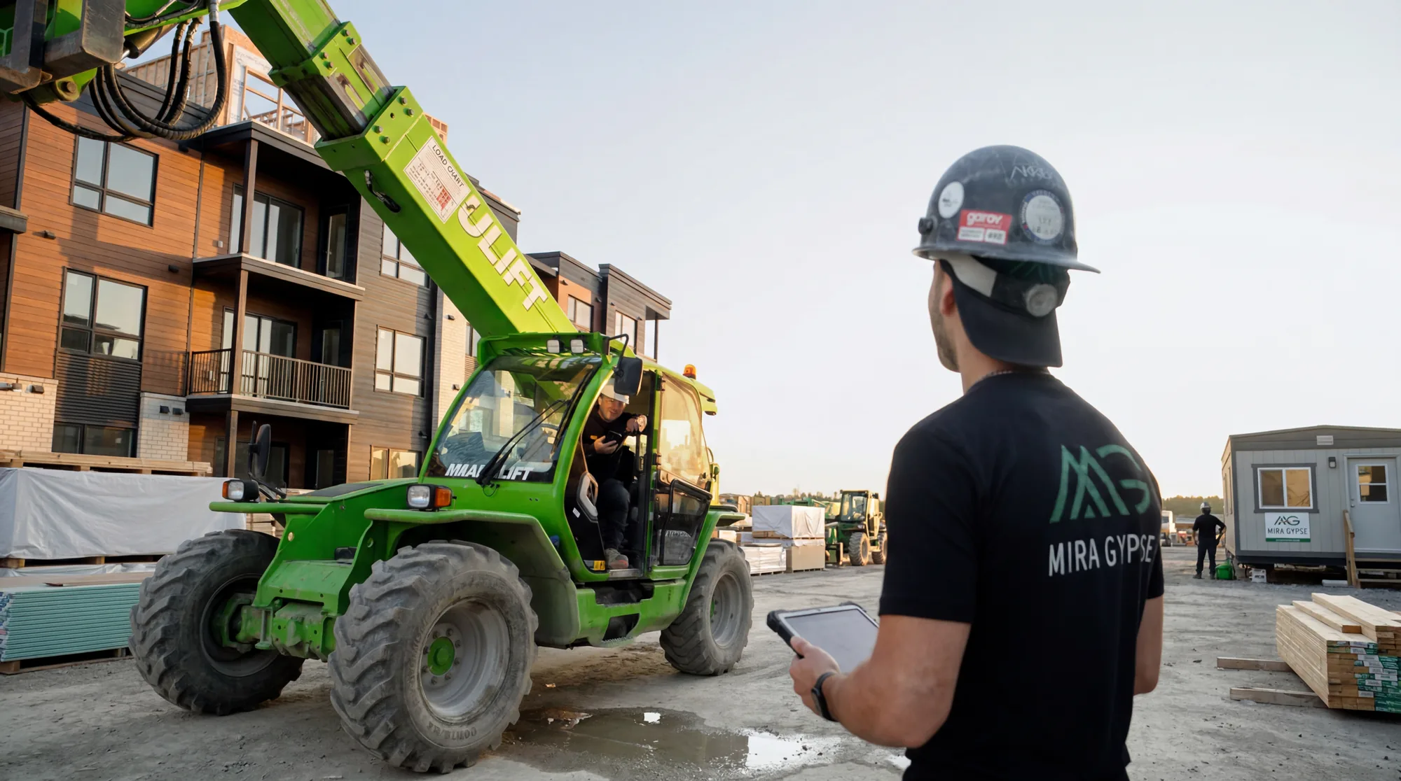Équipe Mira Gypse sur un grand chantier au Québec