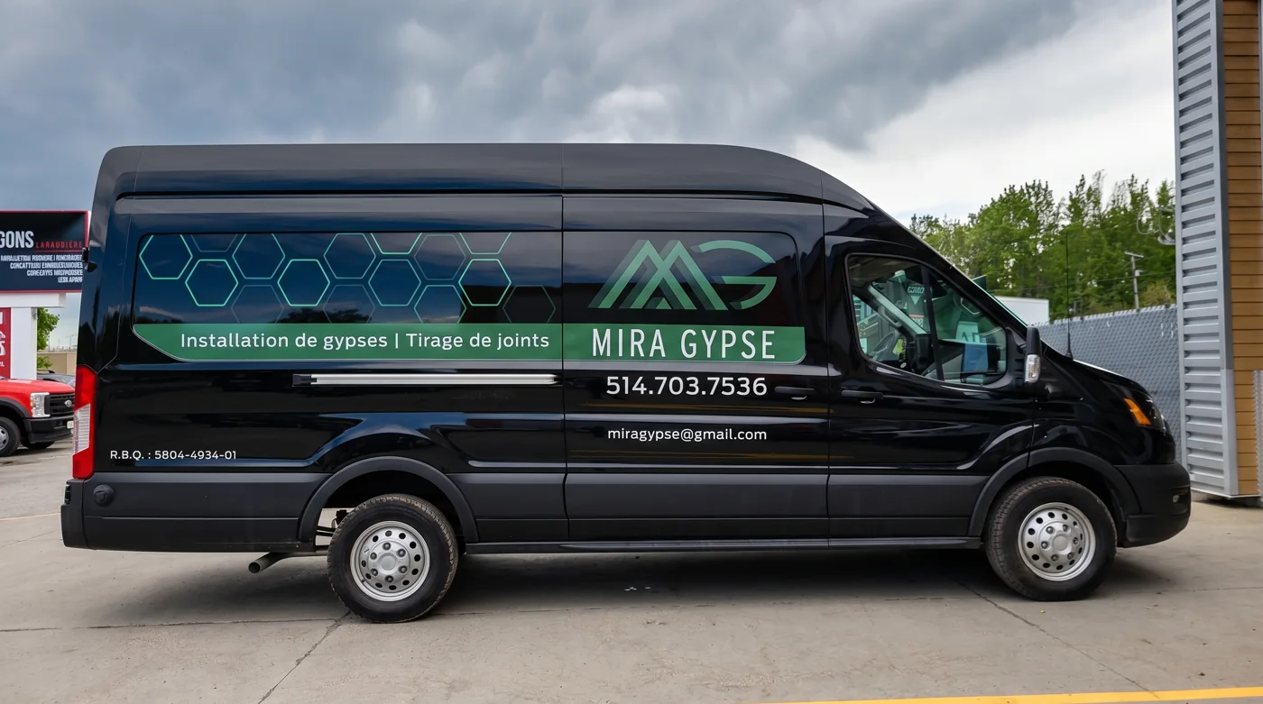 Camion Mira Gypse — installation de gypse et tirage de joints